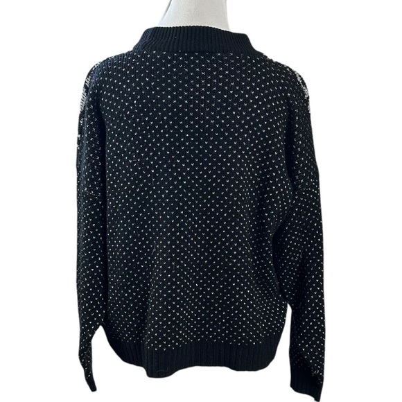 Vintage 80s Adele Art Deco Nouveau Floral Crewneck Sweater Medium Large Metallic - Picture 3 of 10